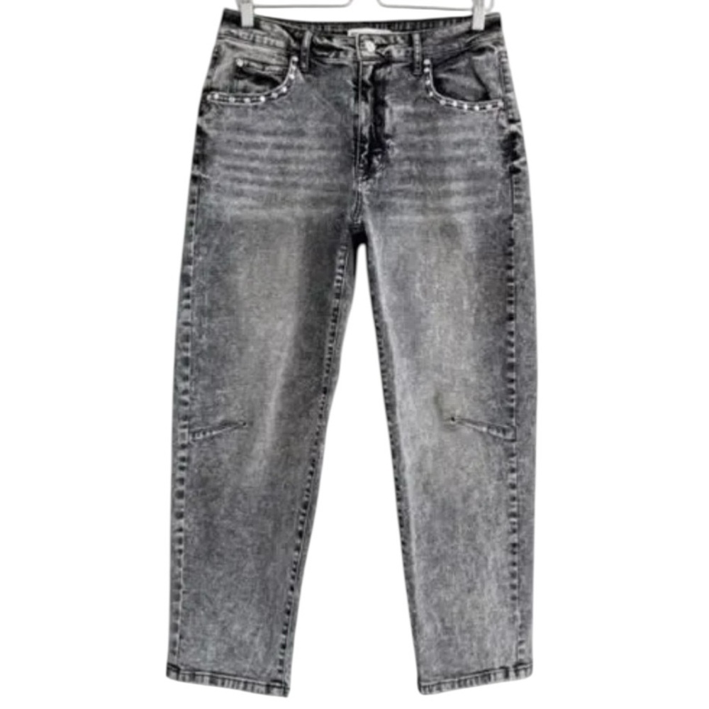 Rebecca Minkoff Jeans Size 18W Studded Black Acid Wash Retro Vibes High Waist